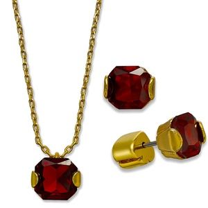 NWT~KATE SPADE~Princess-Cut CZ Necklace + Stud Set